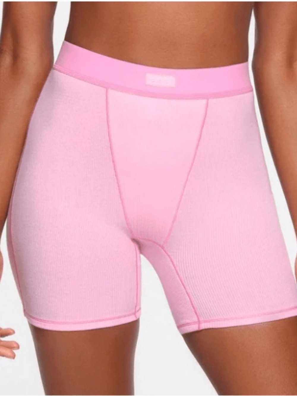 SKIMS Boxer shorts high rise Cotton Ribbed Bubblegum pink barbie lounge pjs